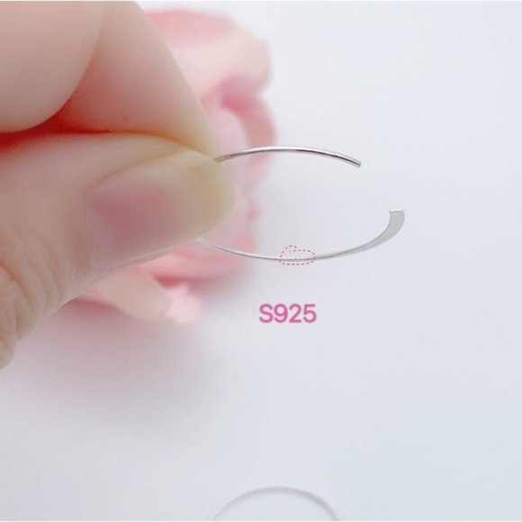 1" silver hoop earrings-SH033 1" Silver - Picture 6 of 6